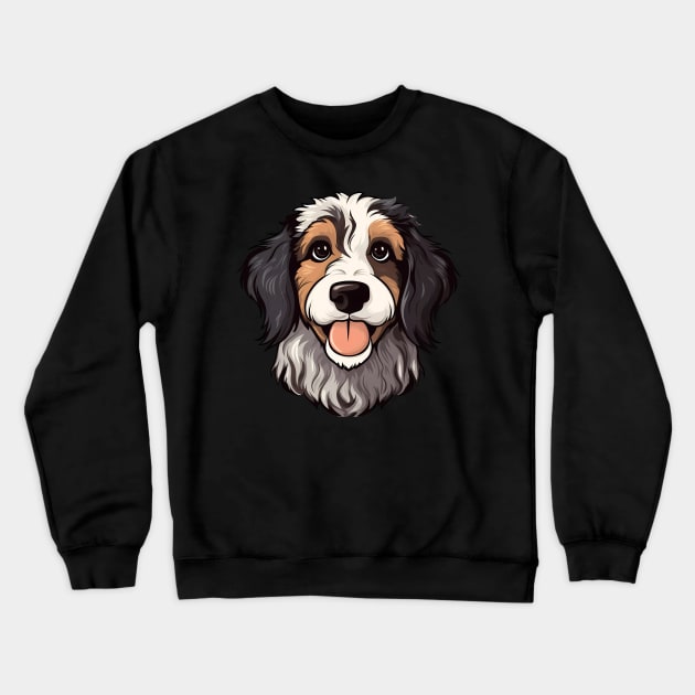 Bernedoodle Face Cute Cartoon Puppy Dog Lover Crewneck Sweatshirt by Sports Stars ⭐⭐⭐⭐⭐